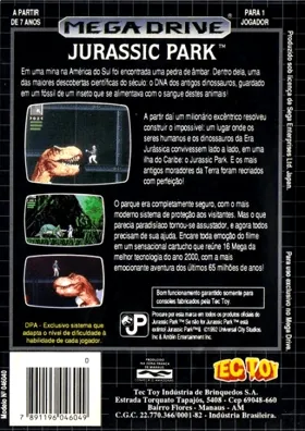 Jurassic Park (Europe) box cover back